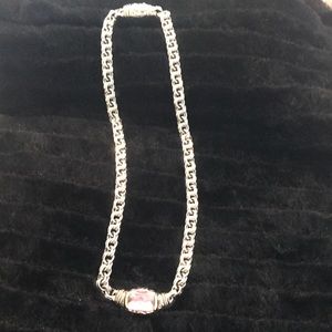 Sterling Silver Necklace with Pink Stone